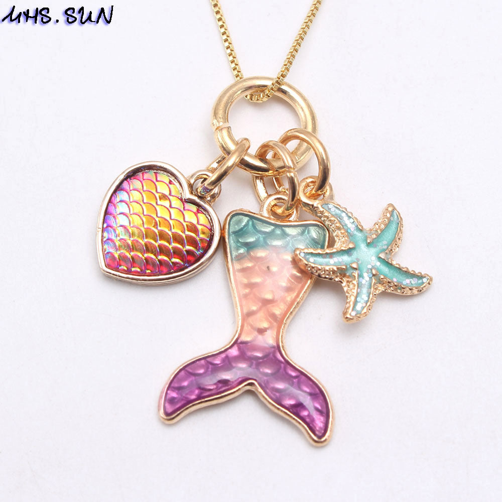 Mermaid Alloy Pendant Kids Necklace