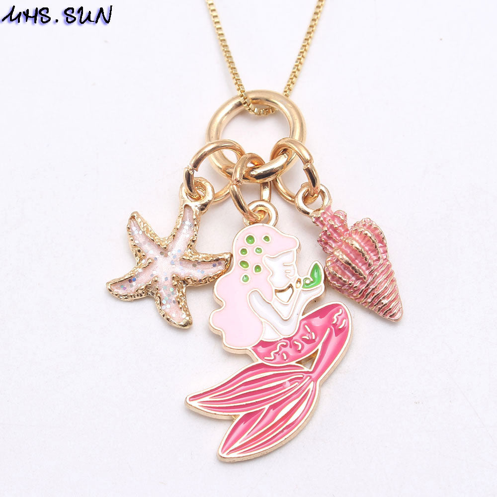 Mermaid Alloy Pendant Kids Necklace