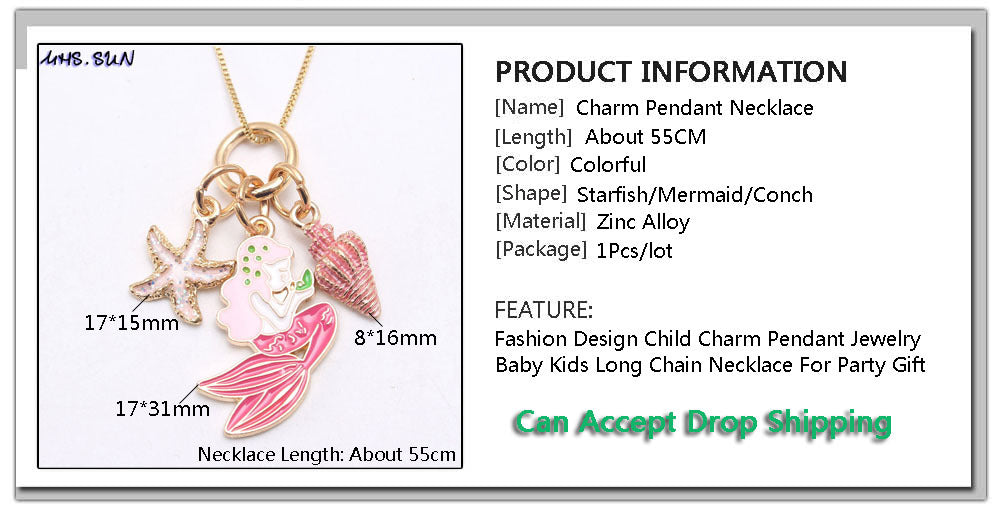 Mermaid Alloy Pendant Kids Necklace