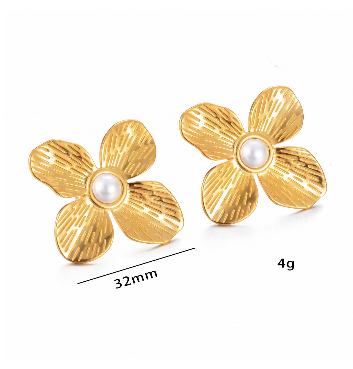 Glam Flower Pearl Ear Studs