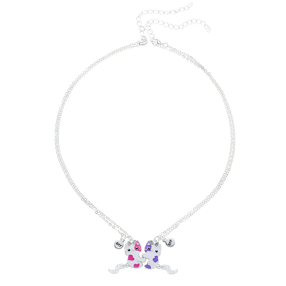 Cute BFF Cat Alloy Kids Pendant Necklace