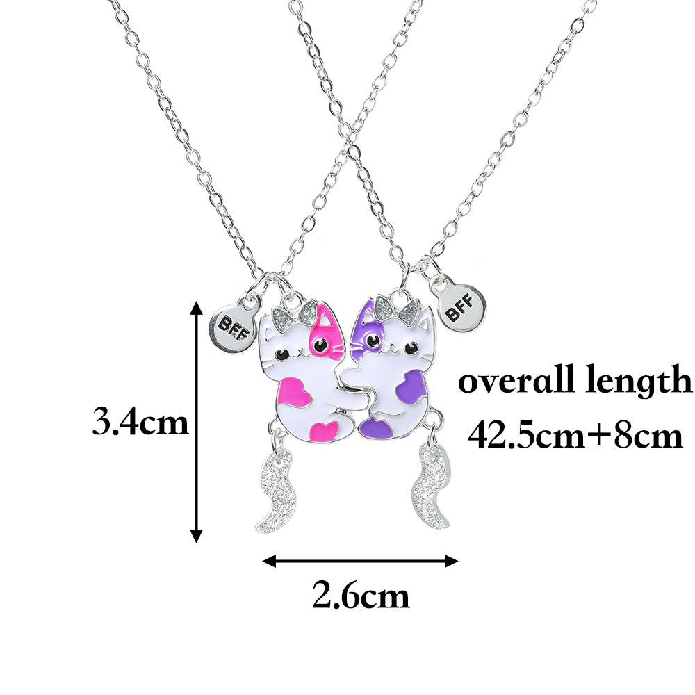 Cute BFF Cat Alloy Kids Pendant Necklace