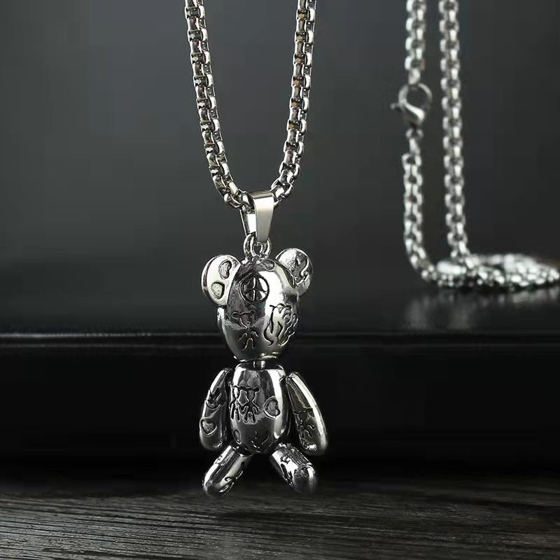 Violent Bear Titanium Steel Pendant Necklace