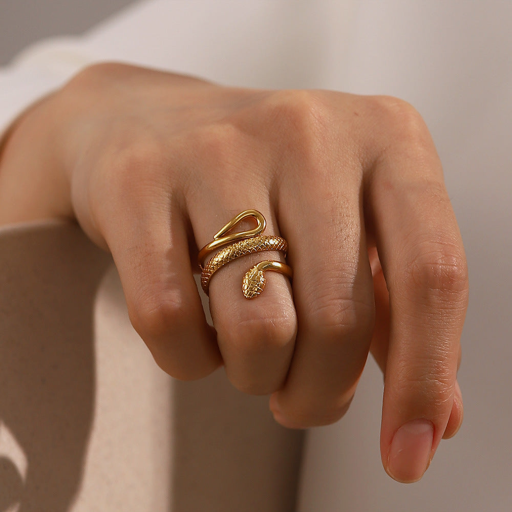 Snake Style 18K Gold Plated Ring