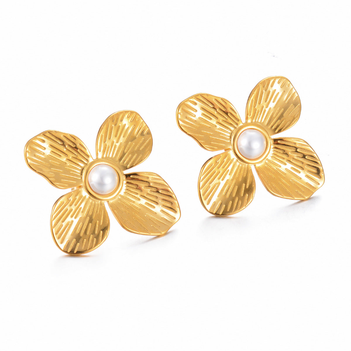 Glam Flower Pearl Ear Studs