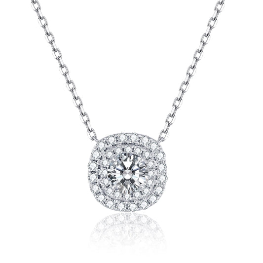 Delicate 14K White Gold Diamonds Pendant Necklace