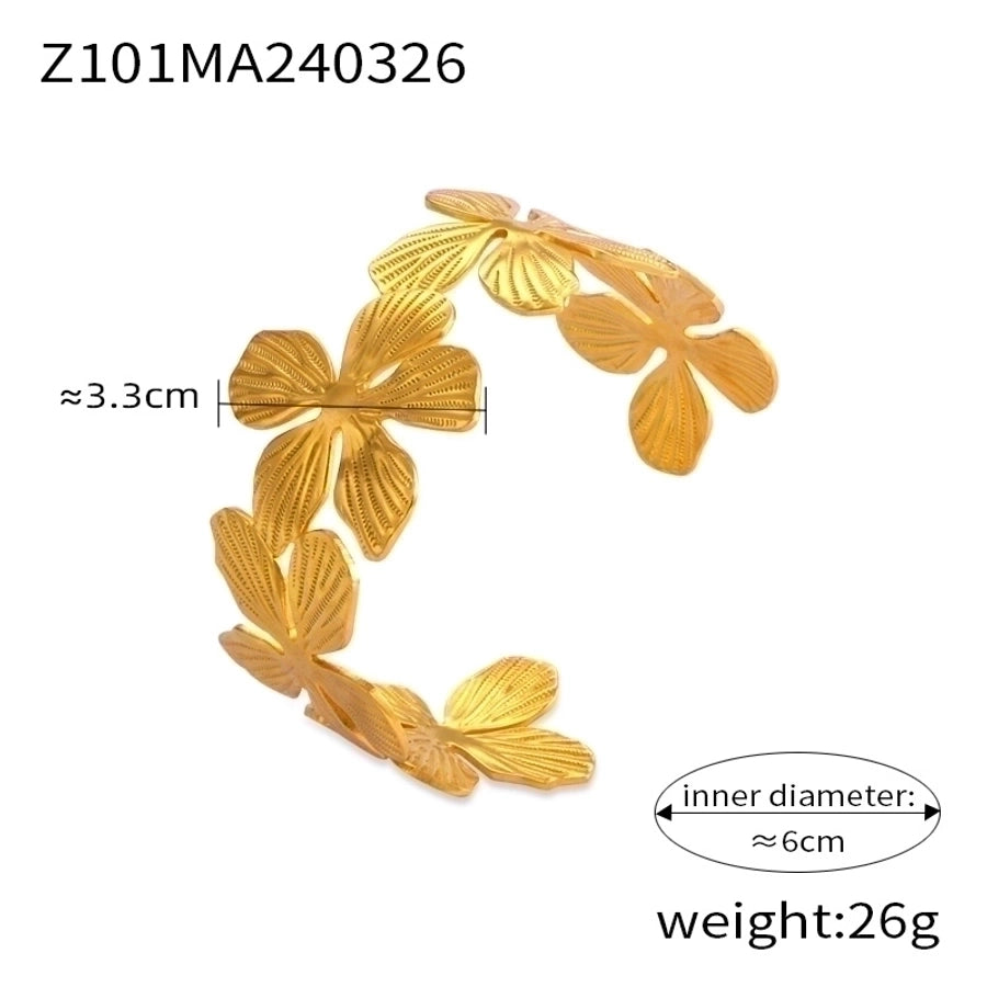 Aesthetic Flower Petal 18K Gold Plated  Bangle