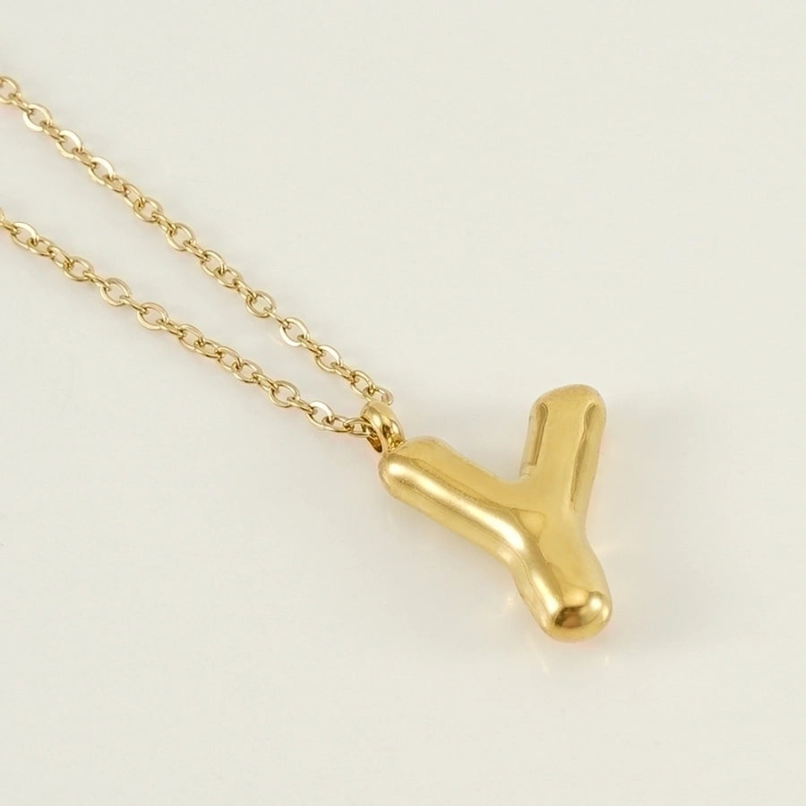 Classic Letter Pendant 18K Gold Plated Necklace