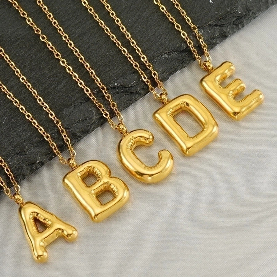 Classic Letter Pendant 18K Gold Plated Necklace