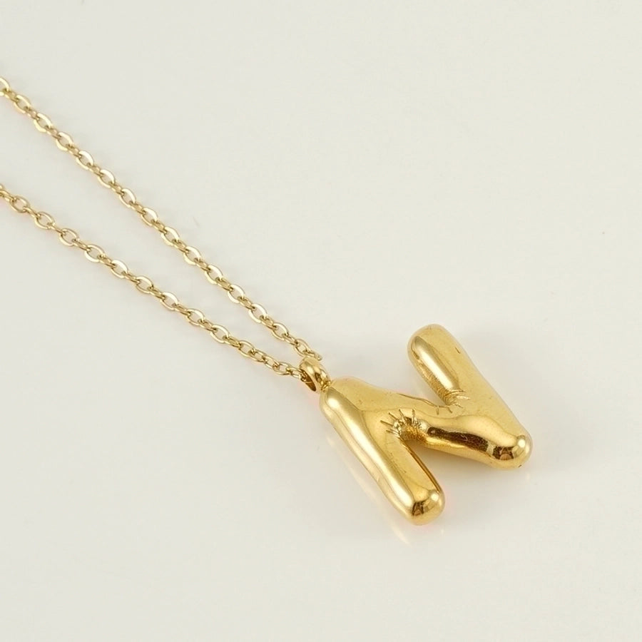 Classic Letter Pendant 18K Gold Plated Necklace