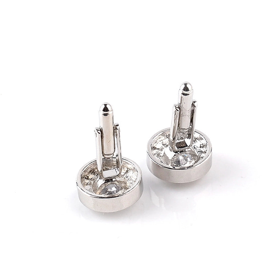 Round  Inlay Rhinestones Men's Cufflinks