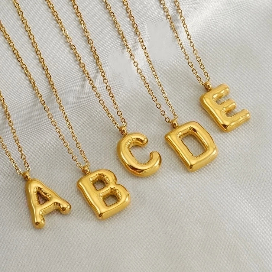 Classic Letter Pendant 18K Gold Plated Necklace