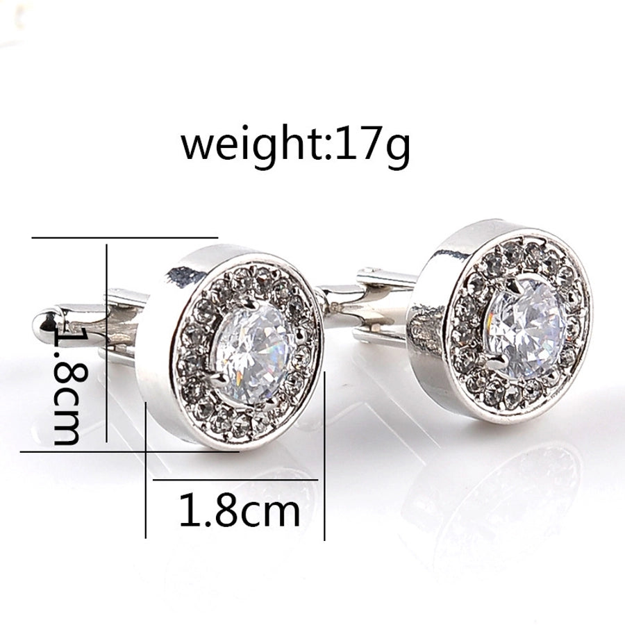 Round  Inlay Rhinestones Men's Cufflinks