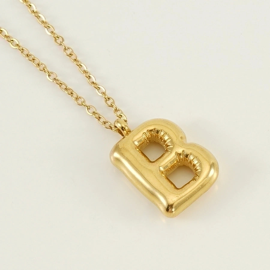 Classic Letter Pendant 18K Gold Plated Necklace