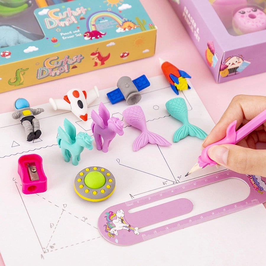 Dinosaur & Mermaid Square Toy and Stationery Set