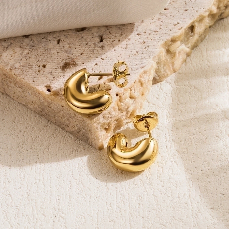 Heart Shape 14k Gold Plated Ear Studs