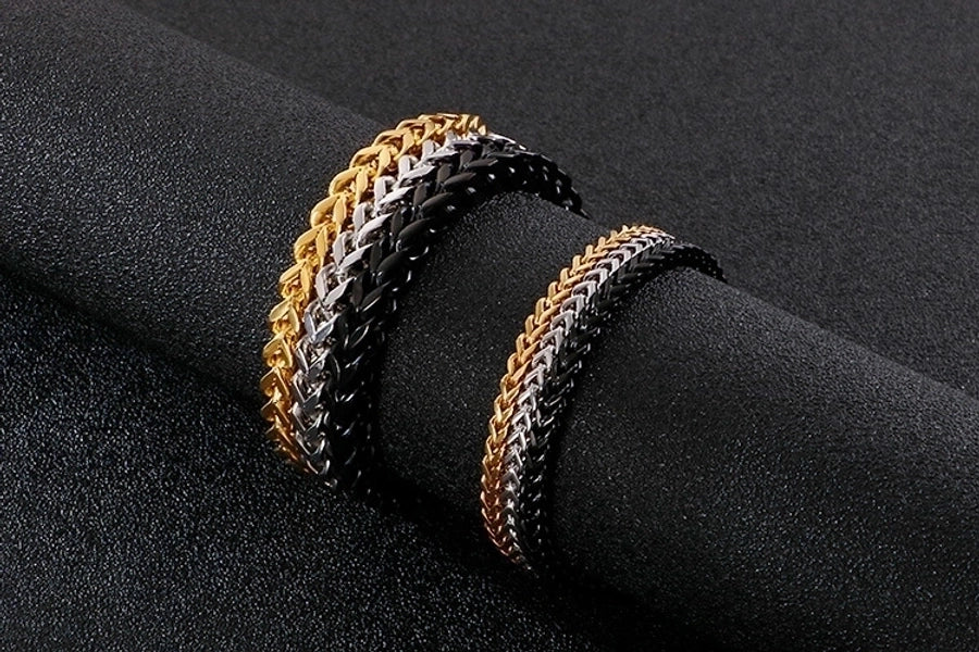 Titanium Steel Chain 18K Gold Plated Men's Bracelets