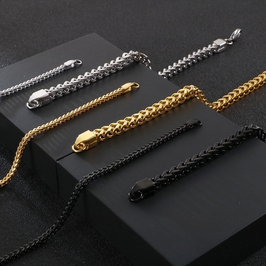 Titanium Steel Chain 18K Gold Plated Men's Bracelets