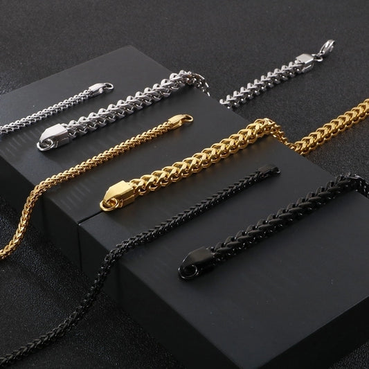 Titanium Steel Chain 18K Gold Plated Men's Bracelets