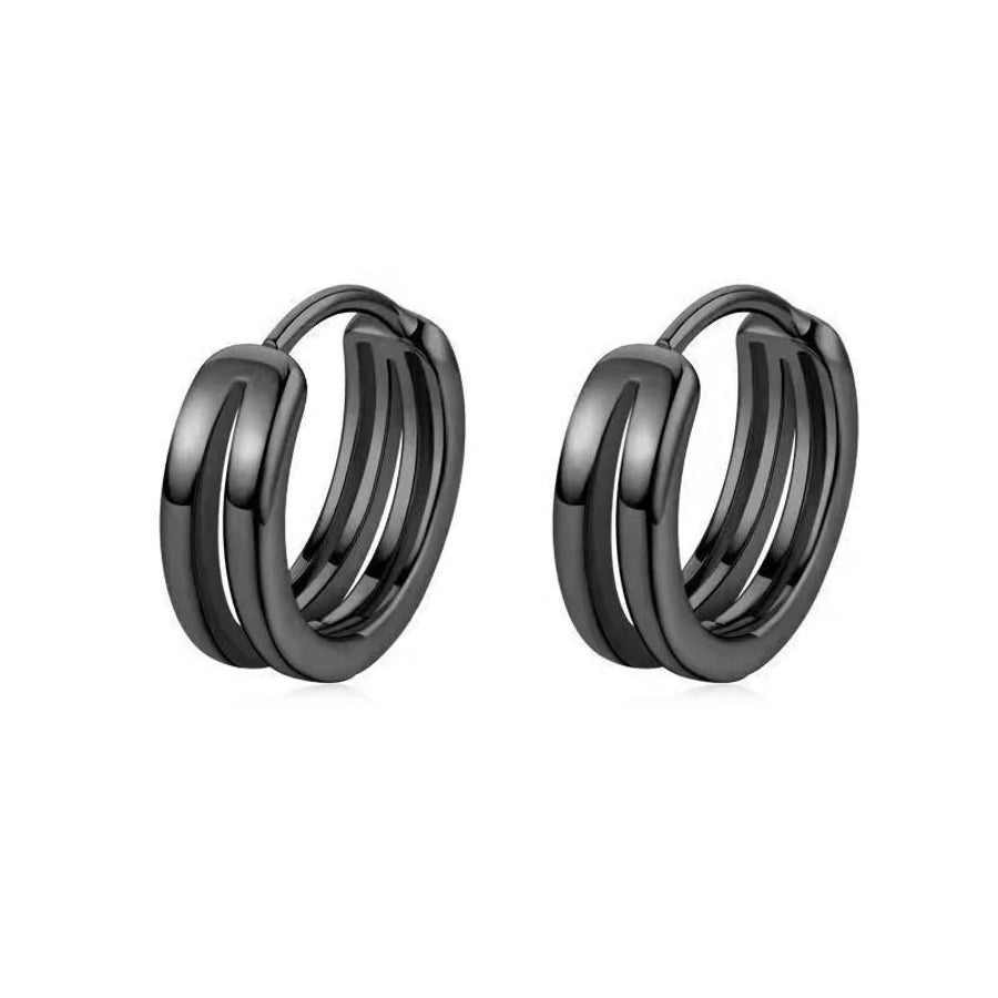 Double-Ring-Hollow out Ear Stud for Men