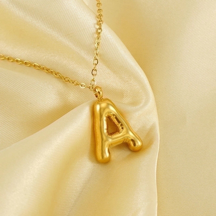 Classic Letter Pendant 18K Gold Plated Necklace