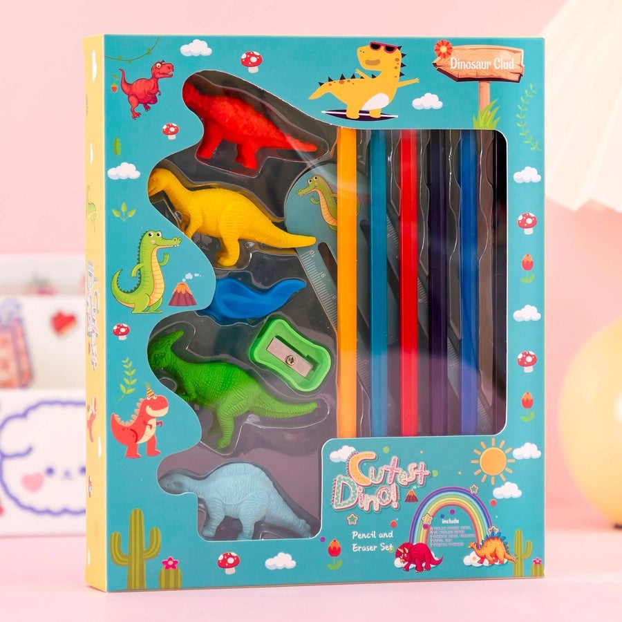 Dinosaur & Mermaid Square Toy and Stationery Set