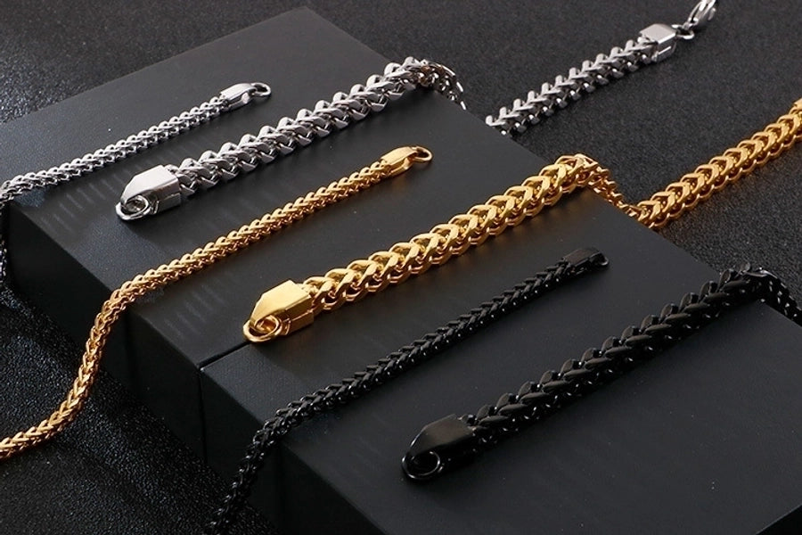 Titanium Steel Chain 18K Gold Plated Men's Bracelets