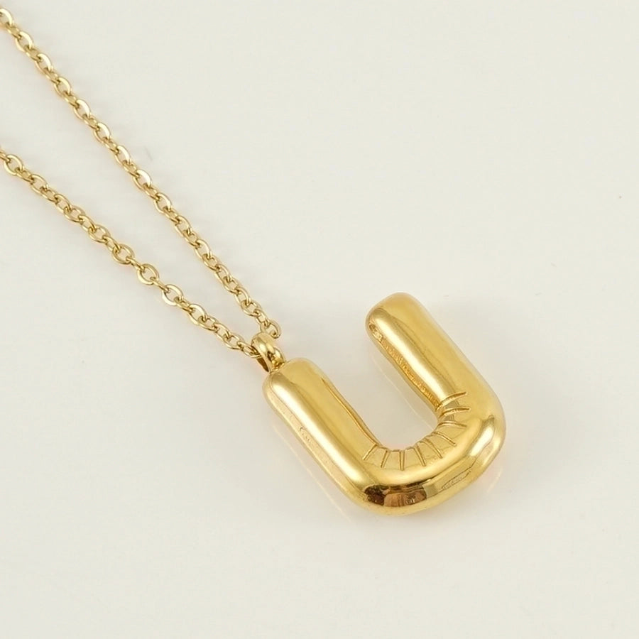 Classic Letter Pendant 18K Gold Plated Necklace