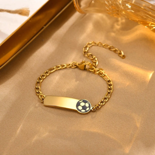 Fotball 304 Stainless Steel & Gold Plated Bracelet