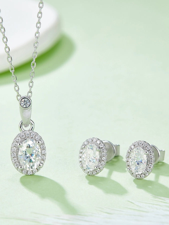 18K Gold Plated Oval-cut Diamond Plated Set