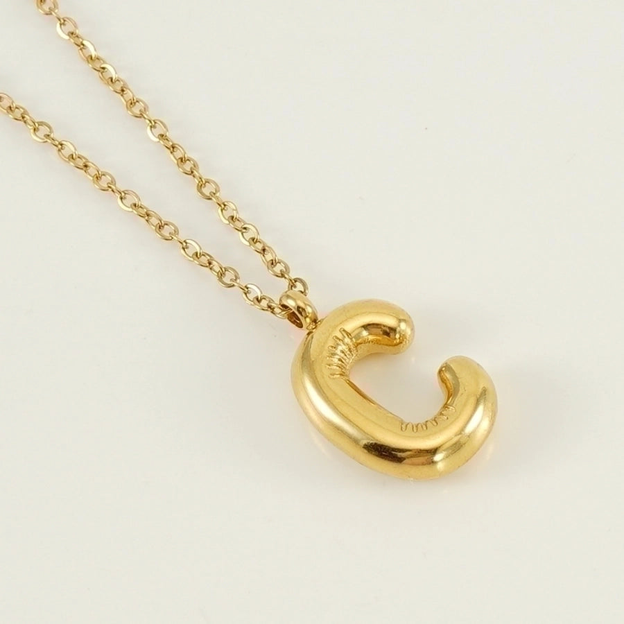 Classic Letter Pendant 18K Gold Plated Necklace