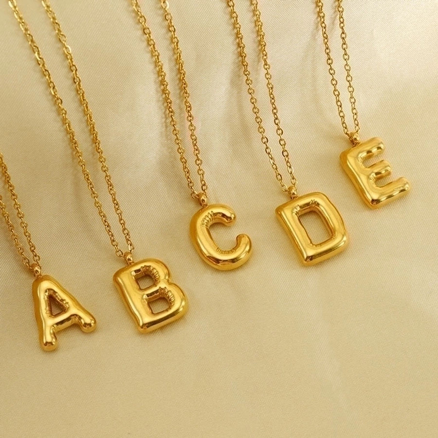 Classic Letter Pendant 18K Gold Plated Necklace