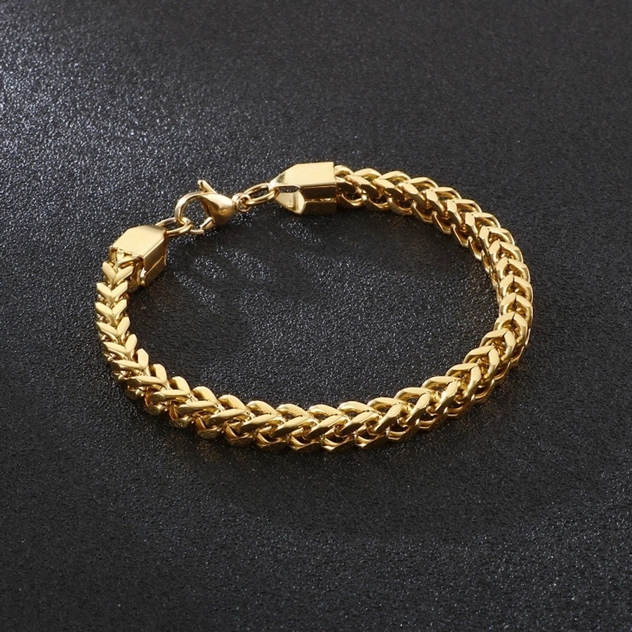 Titanium Steel Chain 18K Gold Plated Men's Bracelets