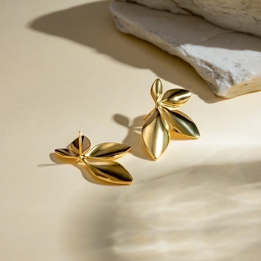 Classic Aesthetic Leaf 18K Gold Plated Earrings