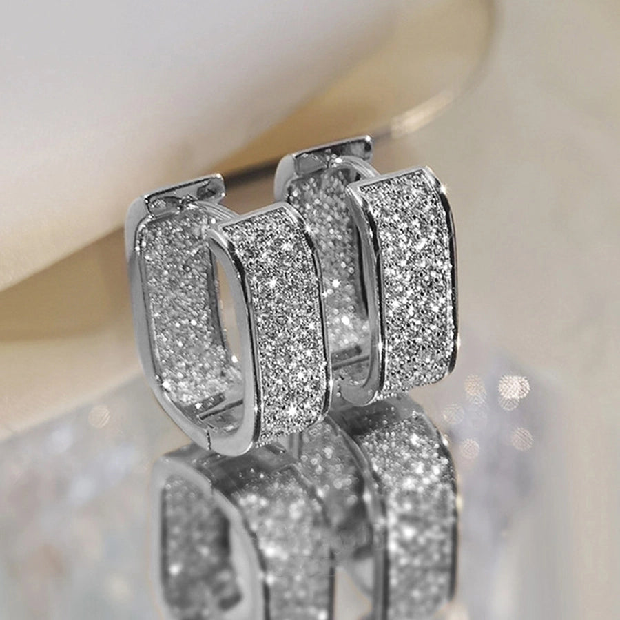 Elegant U Shape Copper Inlay Zircon Earrings