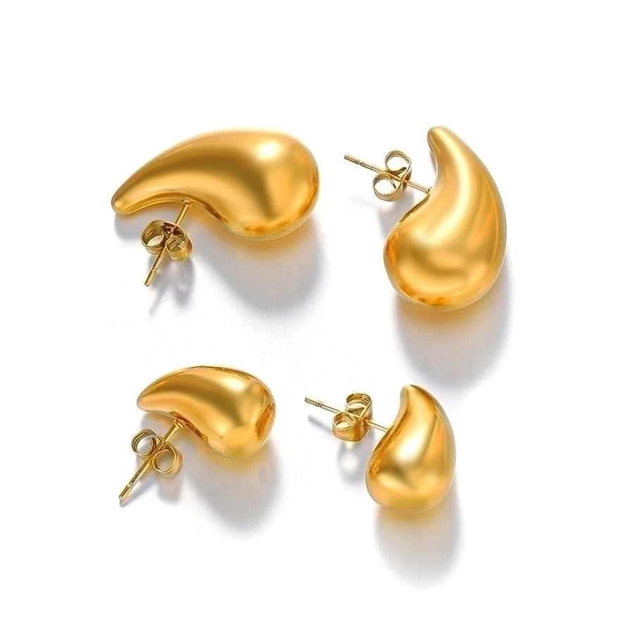 Geometric Plating Steel 18K Gold Plated Ear Studs