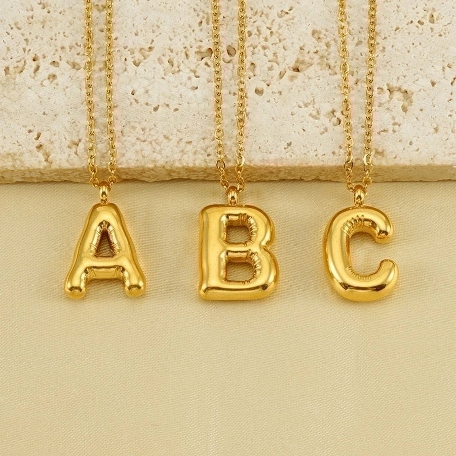 Classic Letter Pendant 18K Gold Plated Necklace