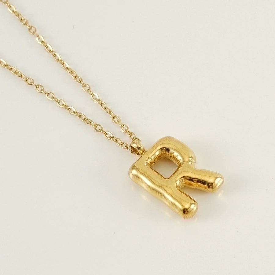 Classic Letter Pendant 18K Gold Plated Necklace