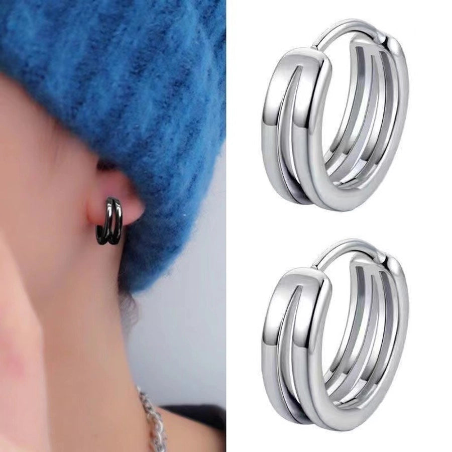 Double-Ring-Hollow out Ear Stud for Men