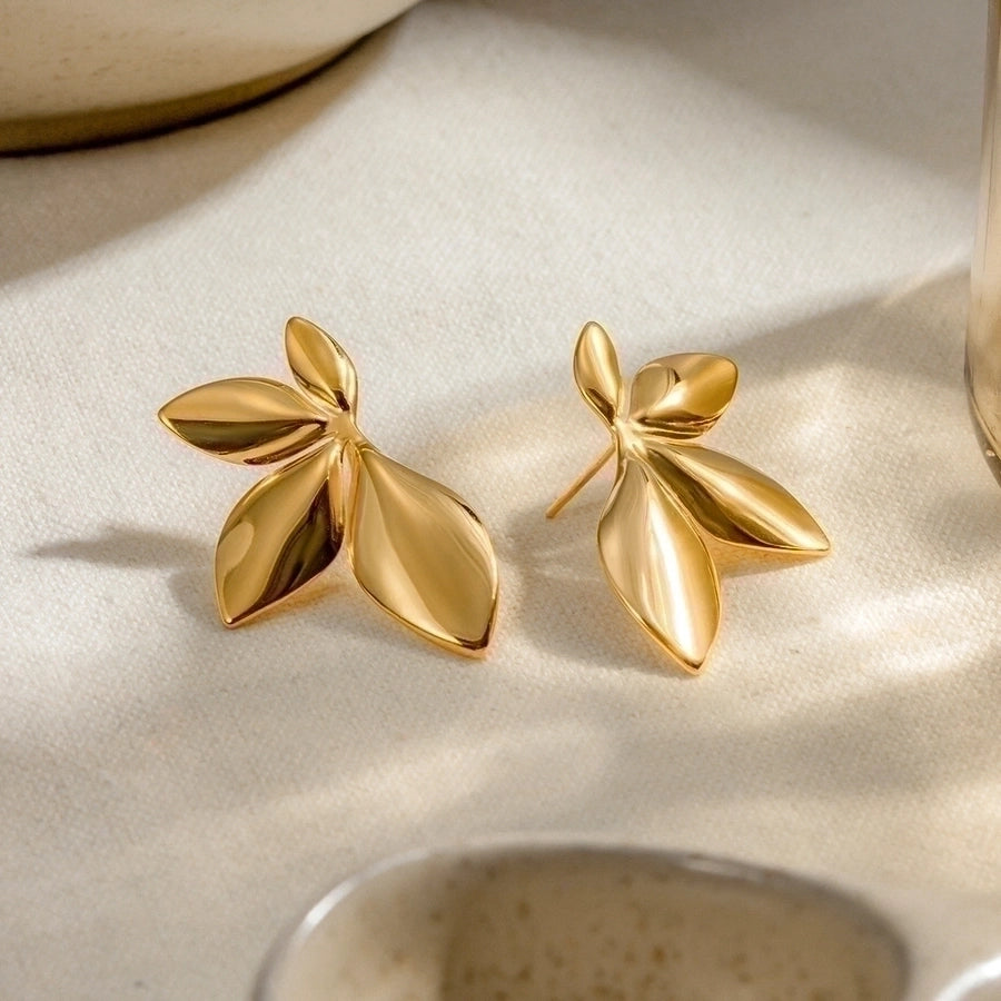 Classic Aesthetic Leaf 18K Gold Plated Earrings