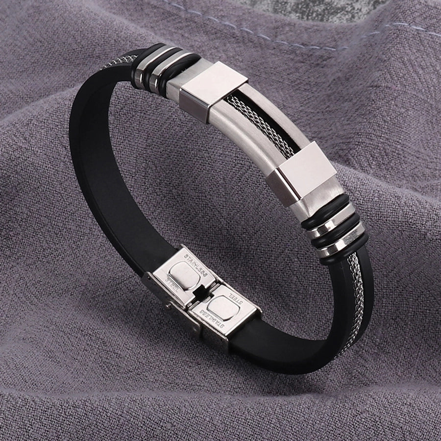 Stainless Steel Silica Gel Plating Men's Bangle