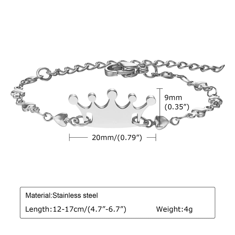 Cute Crown Style 201 Stainless Steel Bracelets