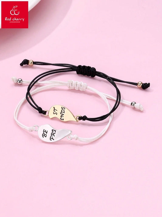 Cute BFF Heart Shape rope Zinc alloy Bracelets