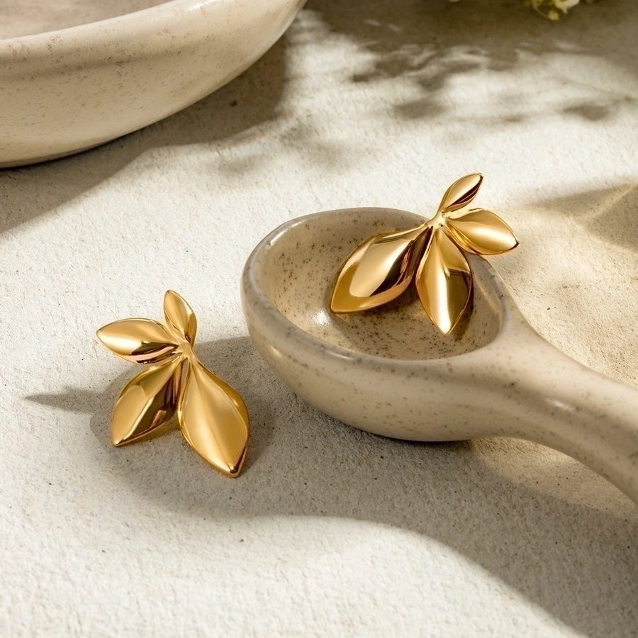 Classic Aesthetic Leaf 18K Gold Plated Earrings