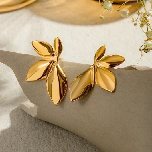 Classic Aesthetic Leaf 18K Gold Plated Earrings