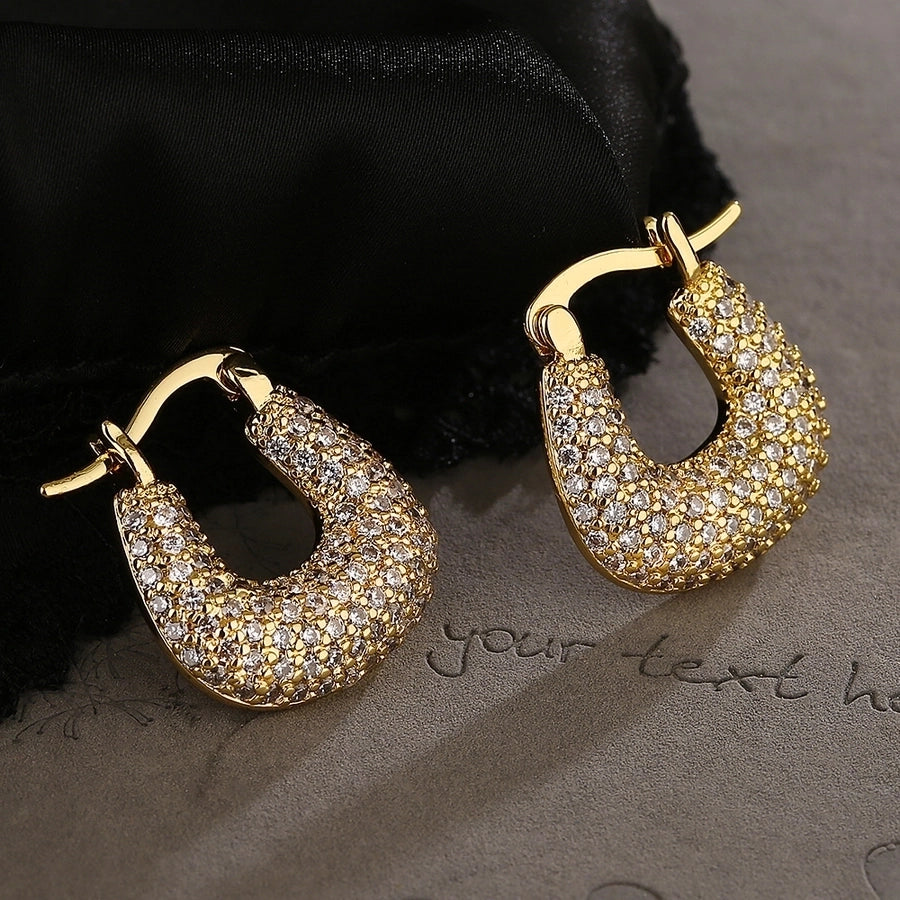 Geometric Copper Zircon 18k Gold Plated Earrings