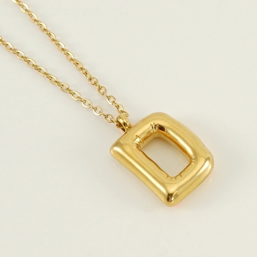 Classic Letter Pendant 18K Gold Plated Necklace