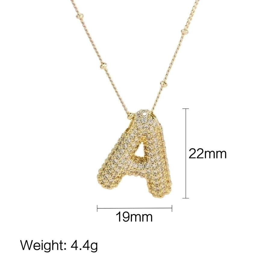 Classic Style Letter Copper 18k Gold Plated Pendant Necklace