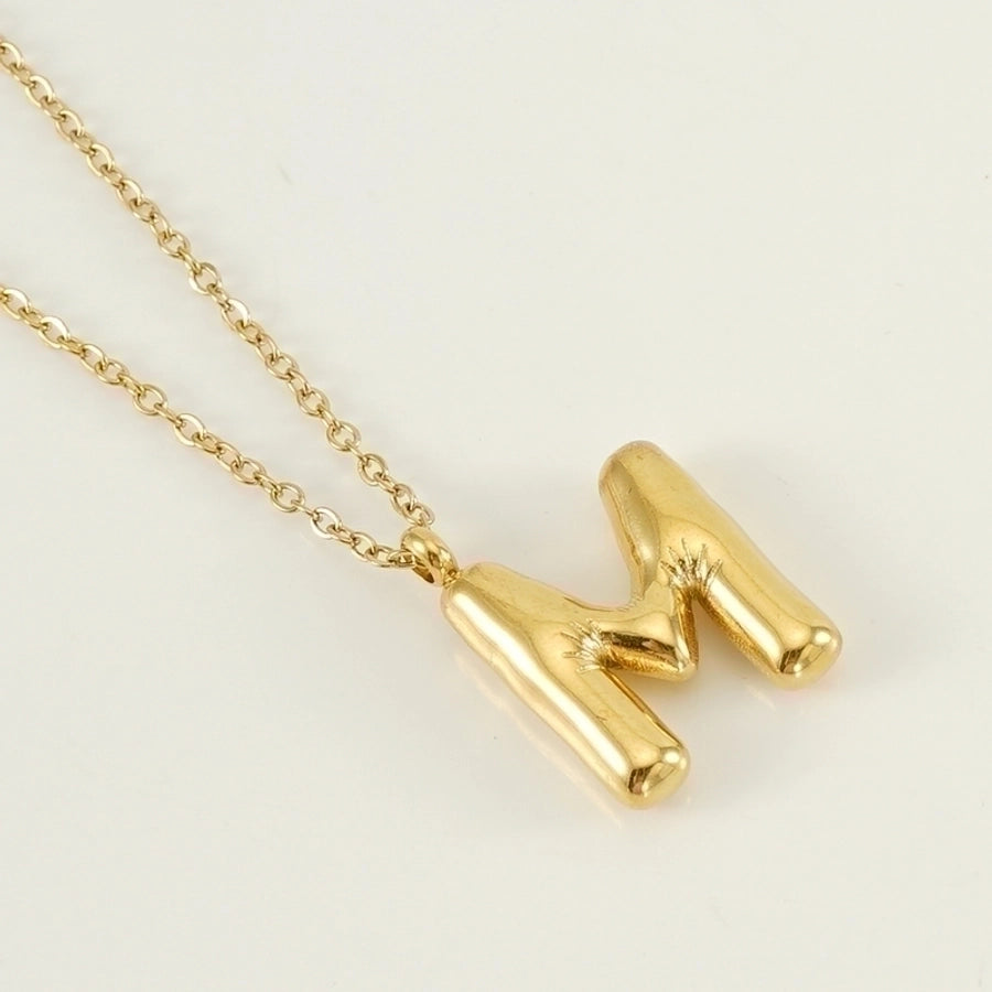 Classic Letter Pendant 18K Gold Plated Necklace