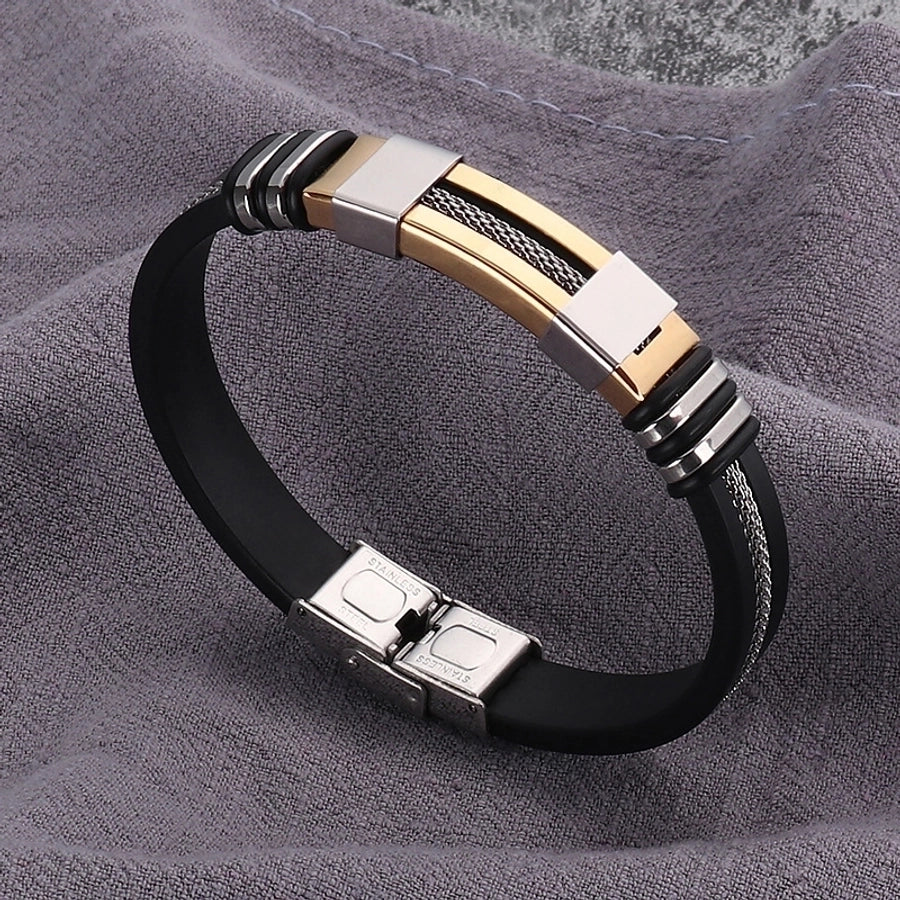 Stainless Steel Silica Gel Plating Men's Bangle